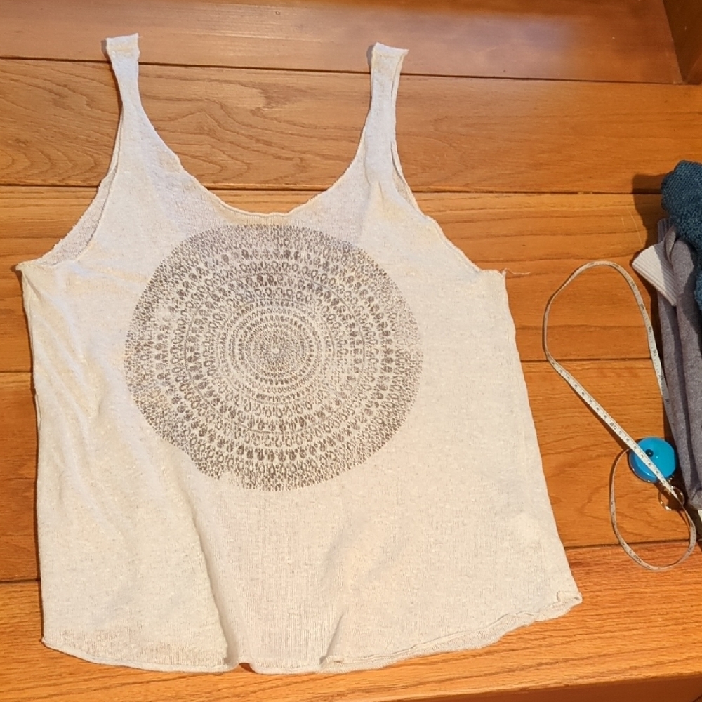 Project Social T Cream Tank Top with Gray Mandala Print